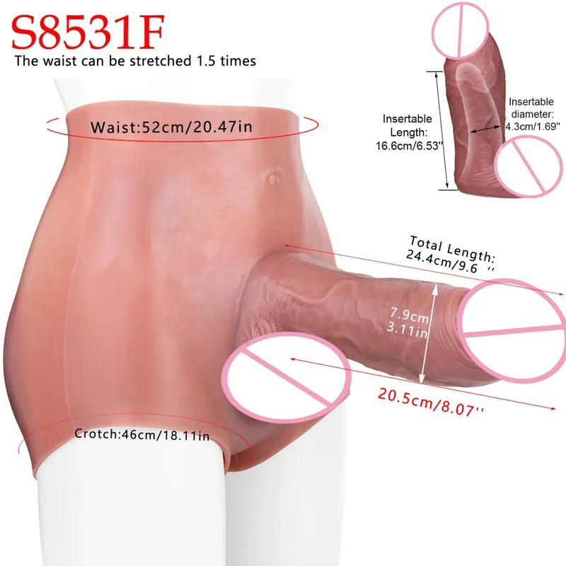Højtalje realistisk penisærme насадка на член Strap On Hollow Dildotrusser Silikone Dick Extender Sexlegetøj til mænd