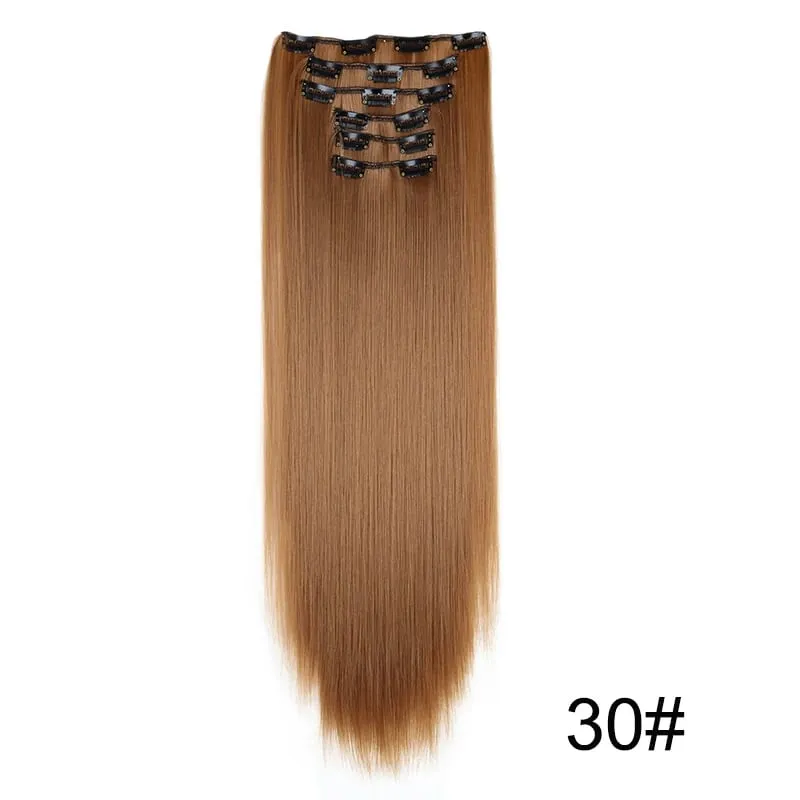 24Inch Synthetic 6pcs/set Long Straight Hair Extension Increasing Volume Extending Soft Comfortable Hairpiece for Women — image 19
