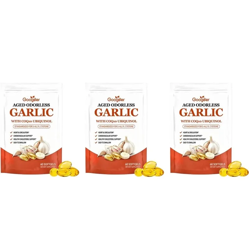 Googeer Aged Odorless Garlic Softgels with CoQ10 Ubiquinol Vitamin K2 (MK-7) for Circulation & Cholesterol Support 60 Softgels — image 12