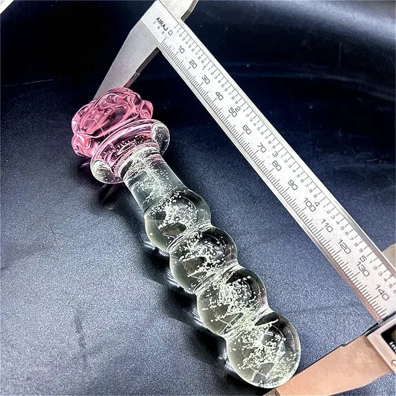 Vibrador de vidro luminoso rosa anal plug brilho no escuro butt plug contas anal penetração anal casais jogar brinquedo sexo adulto joinjjtoy