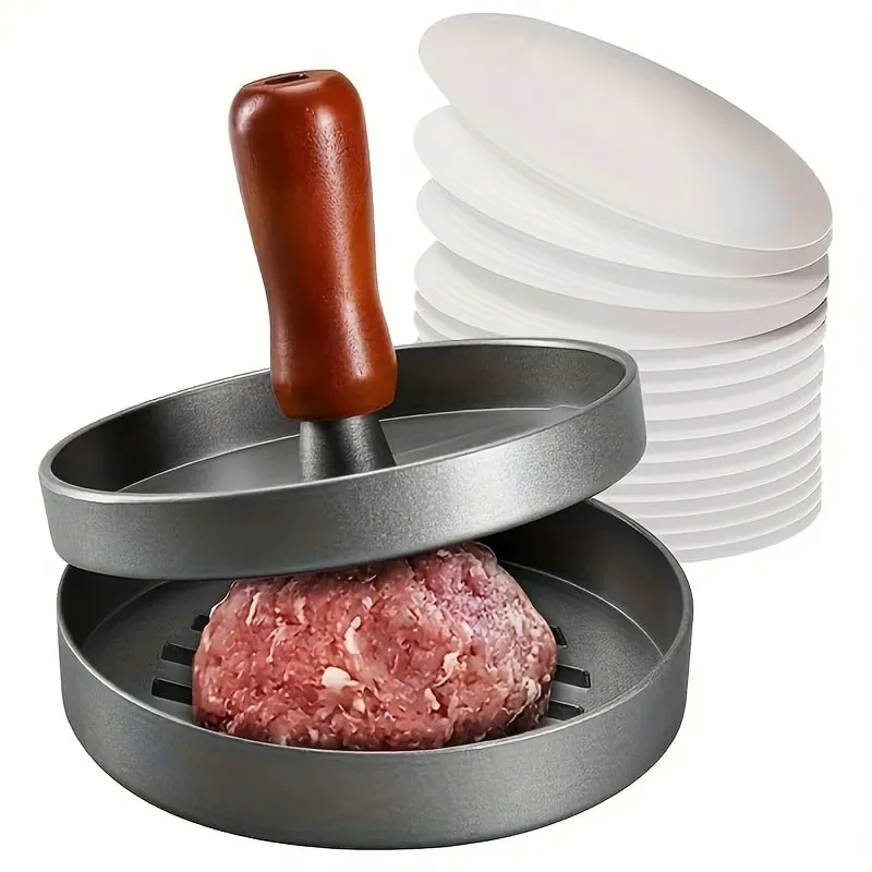 1 st non-stick hamburgare pressbiffmaskin hamburgerform i metall för nötkött ost Veggie hamburgare som passar för BBQ Grill matlagning — image 4