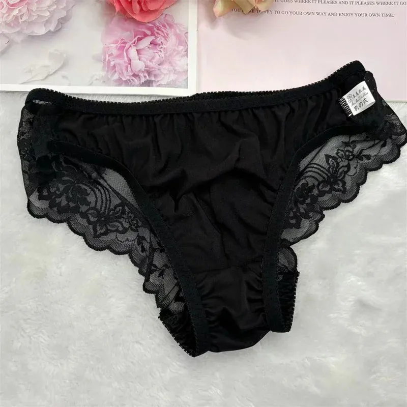 Cuecas sissy masculinas, cuecas de biquíni, lingerie com acabamento em renda, roupa íntima gay masculina crossdress, roupa íntima sexy para homens — image 11