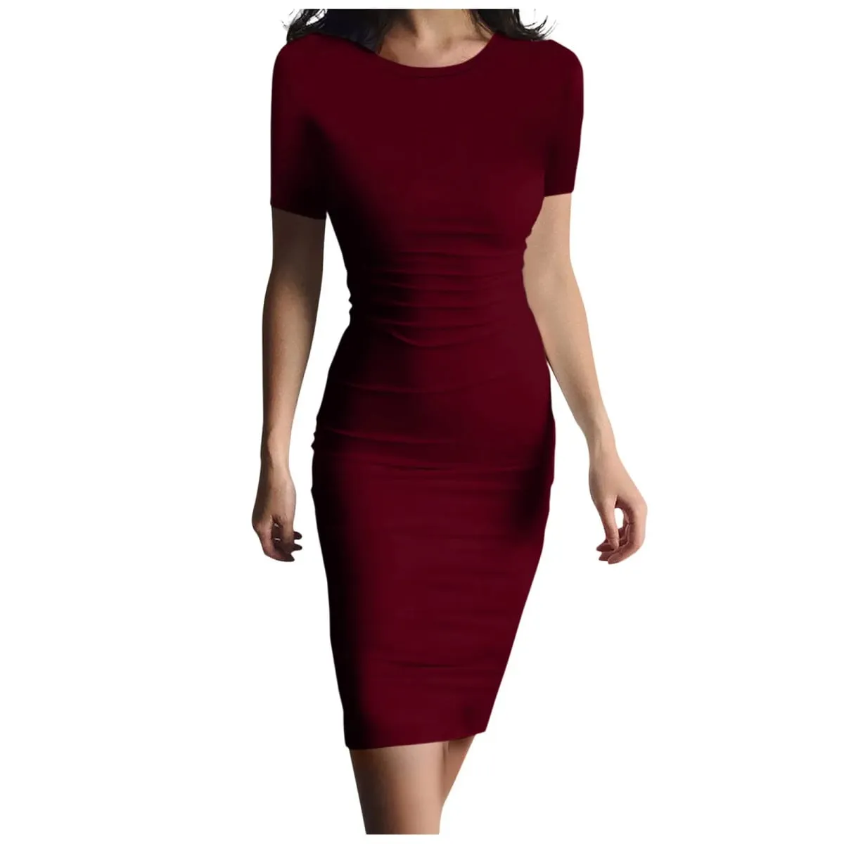 Summer Dress High Stretch Tank Robe Solid Short Sleeve Casual Slim Long Pencil Dress Women Sexy Maxi Dress Elegant Thin Vestido — image 4