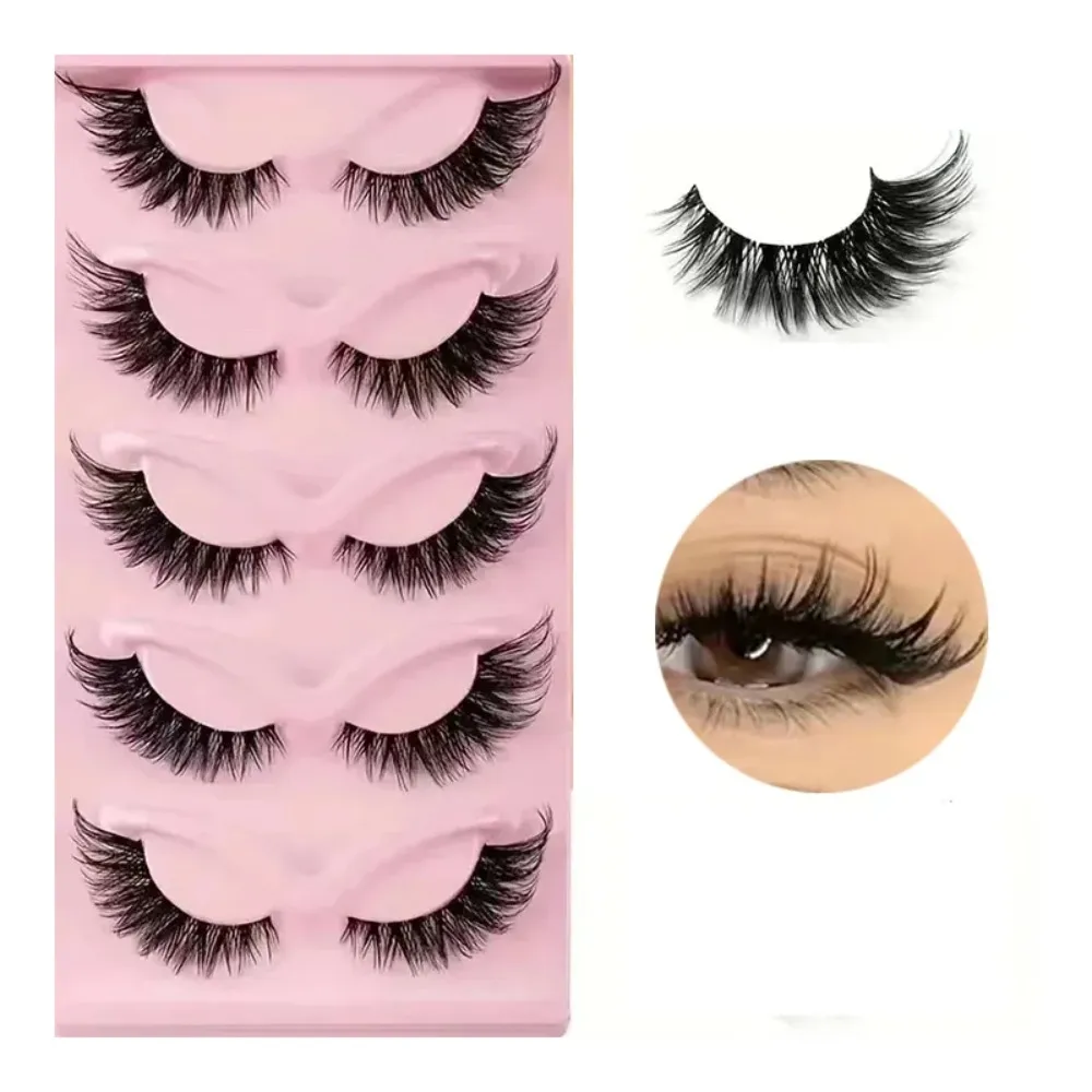 Hot Selling 5 Pairs Cat Eye False Eyelashes Natural Look Wispy Lashes for Daily Eye Makeup — image 2