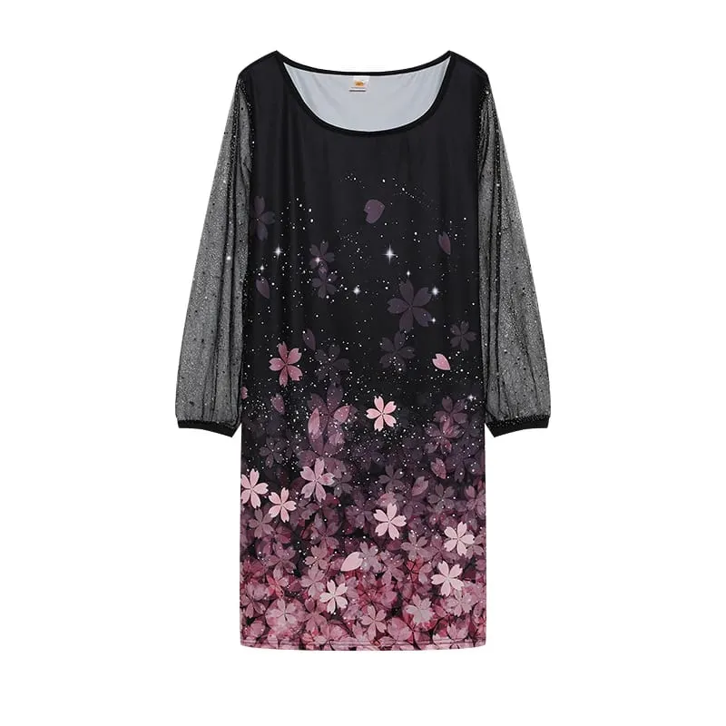 2024 novo estilo primavera em torno do pescoço lantejoulas perspectiva gaze vestido senhora