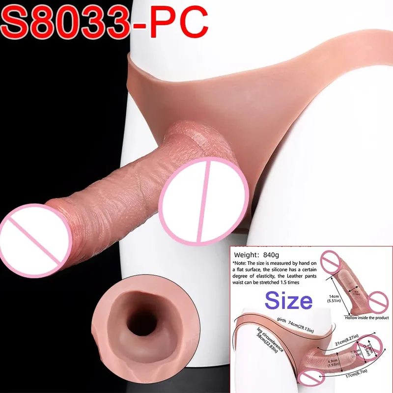 Male Strap-On Long Hollow Dildo Ultra Realistic Penis Extend Sleeve Pants насадка на член Male Cock Cover Sex Toys