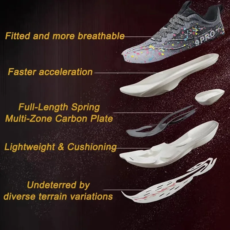 New Carbon Plate Men's Running Shoe Night Fluorescent Cushioning Sneakers Women Lace-Up Lightweight Casual Shoes Jog Shoes — image 2