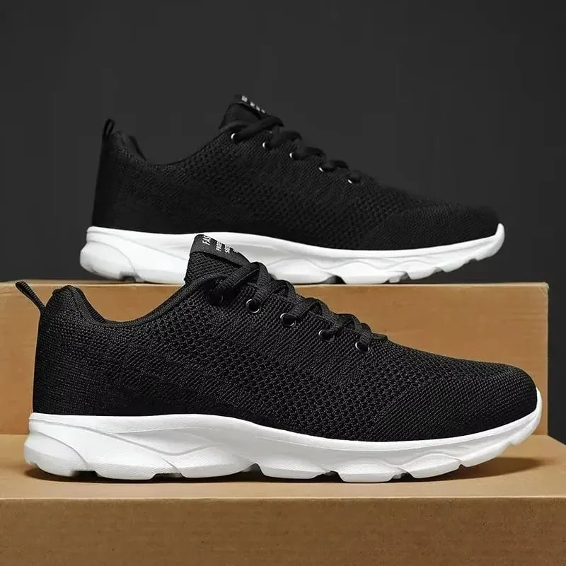 Mens Shoes Breathable Casual Sneakers Fashion White Black Running Shoes Lightweight Soft Sports Shoe Unisex Lace-up Tennis Shoes