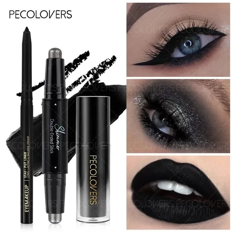 3PCS Black Face Suit Lipstick+eye Shadow+eyeliner Waterproof and Durable Suitable for Halloween Makeup — image 2