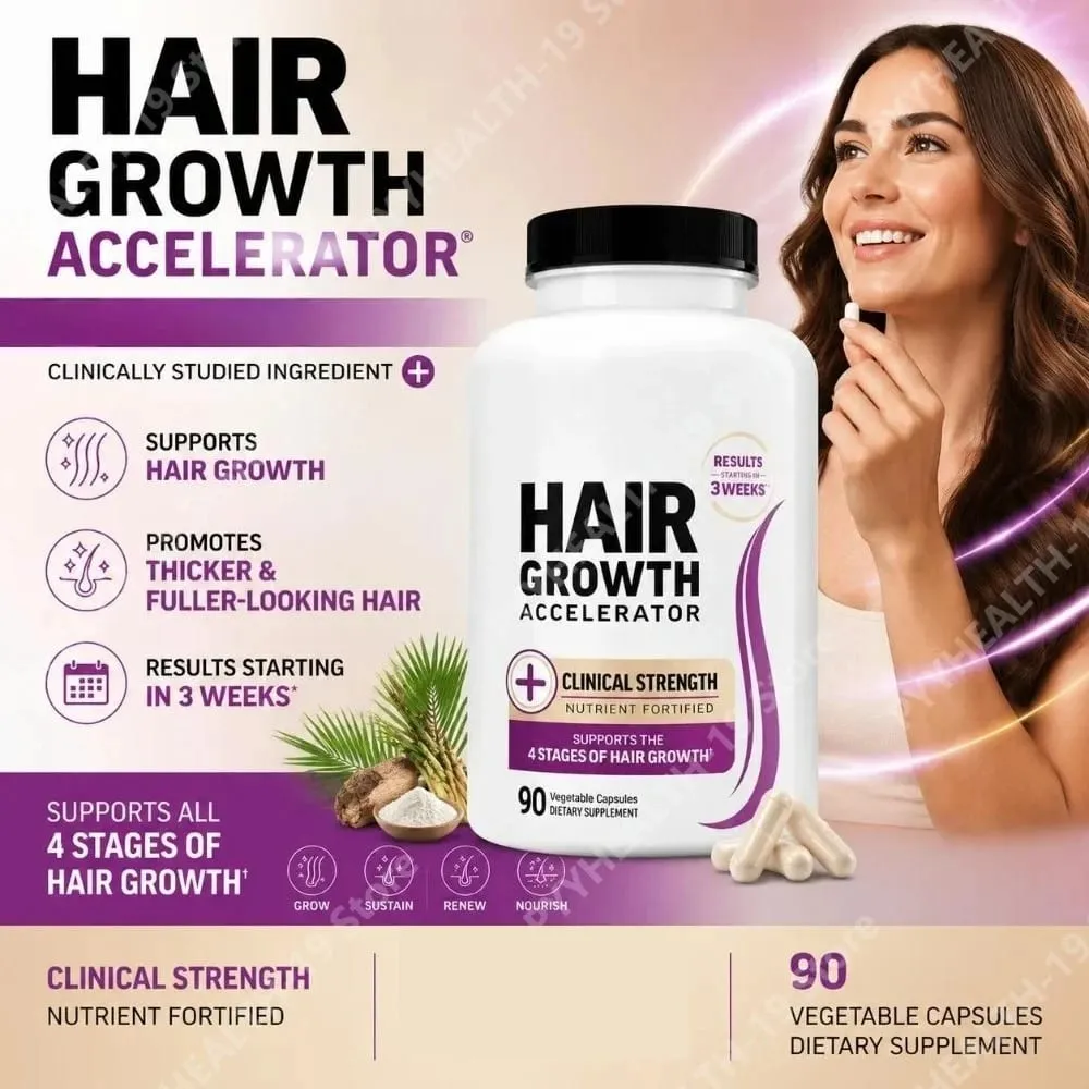 Hair Growth Accelerator Capsules with Biotin Saw Palmetto & Collagen for Thicker Fuller Hair Support Adults 90 Capsules — image 1