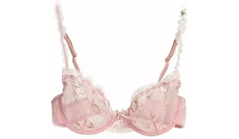 French Style Unlined Bra Set | Minimizer Lace Half Cup for Large Cup Size No Padding Thin Sheer Anti-Sagging Lingerie BANERDANNI — image 10