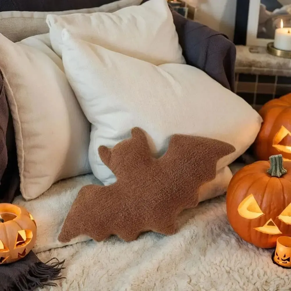 Plush Material Bat Plush Pillow Halloween Theme Soft Fabric Bat Modeling Pillow Black White Brown Stuffed Animal Plush For Girls — image 6
