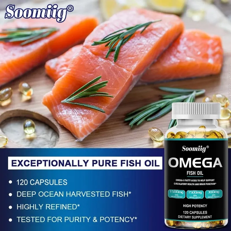 Omega 3 halolaj lágyzselé 3300 mg nagy hatékonyságú EPA-val és DHA-val Támogatja az energiát, a szívet, az ízületeket, a szem bőrét és az immunitást — image 2