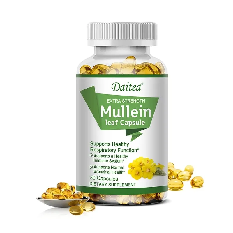 Mullein Extract Capsules Suitable For Lung & Bronchial Cleanse for Smokers - Respiratory Health Support Gut Health