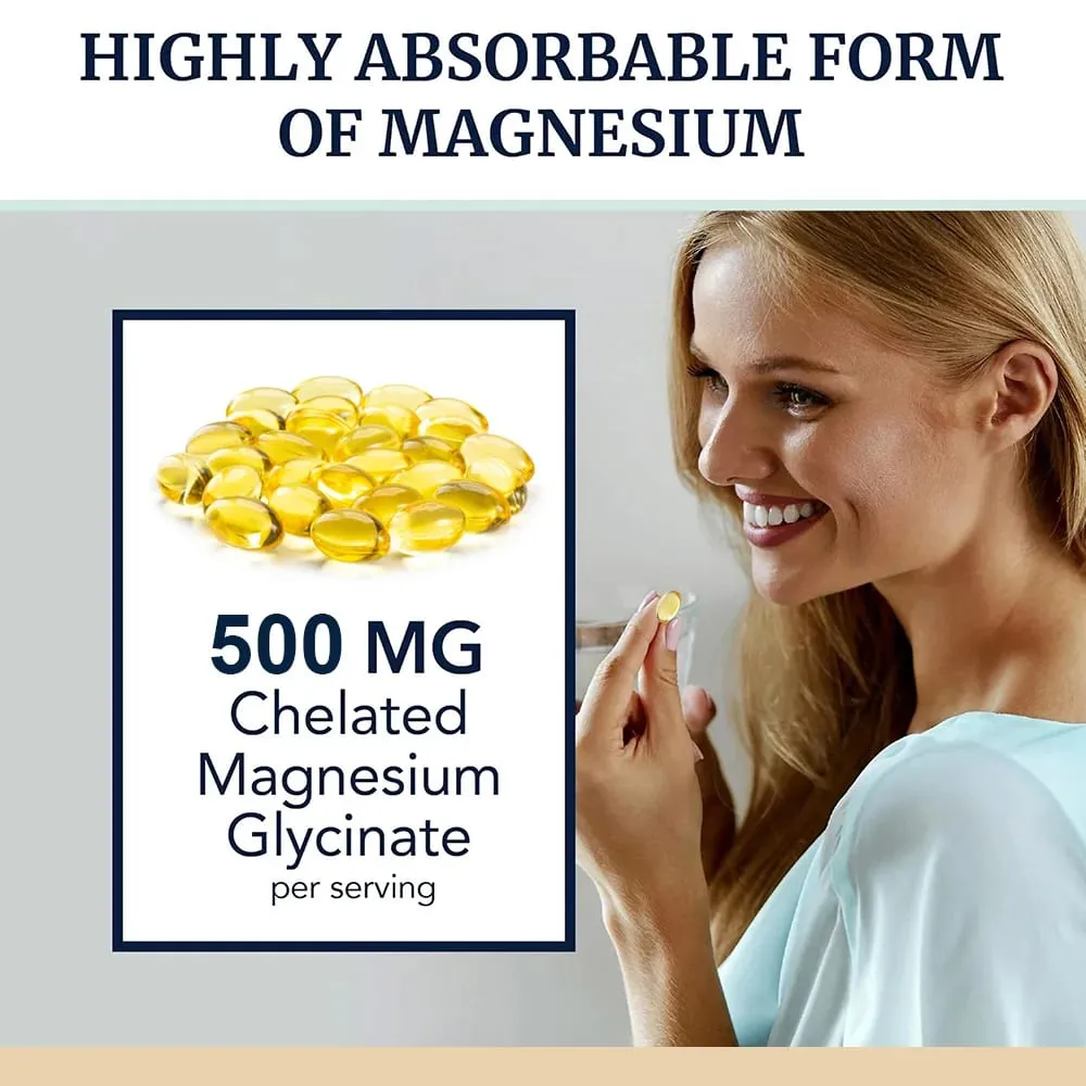 Magnesium Glycinate 500 Mg - 30/60/120 Capsules High Absorption Dietary Supplement for Sleep Heart & Muscles Health NON-GMO — image 2