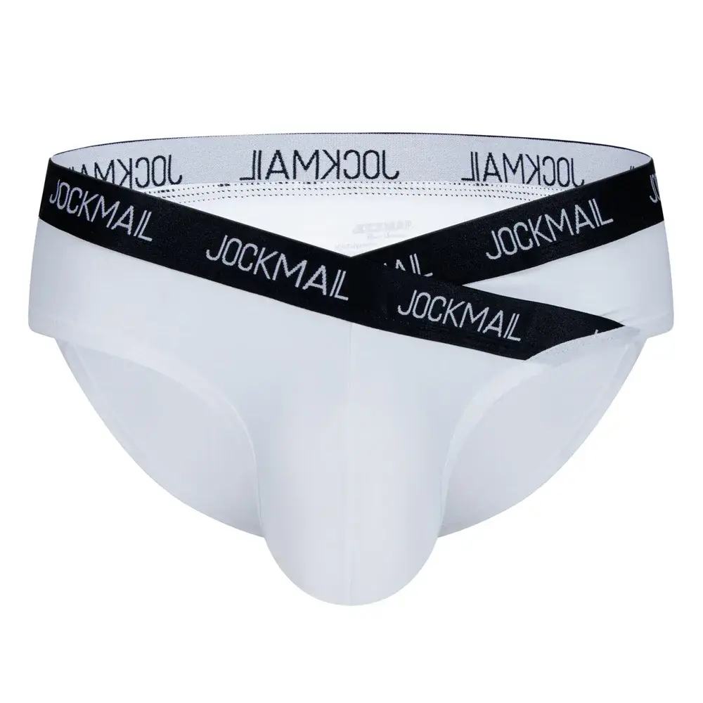Jockmail Intimo da uomo Vita bassa Lettera sexy Sport traspirante Estate Slip in seta di ghiaccio Borsa grande in nylon Tinta unita Mutandine da uomo — image 5