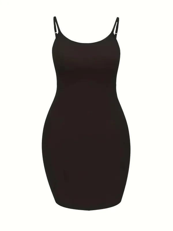Plus Size Royal Blue Adjustable Spaghetti Strap Bodycon Mini Cami Dress