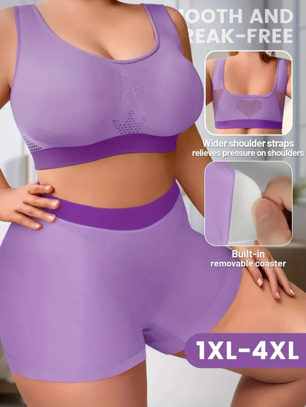 1sET Women's lingerie set Plus Size Bralette Seamless Bra Comfortable Breathable Sports Bra Stretch Fabric Boxers
