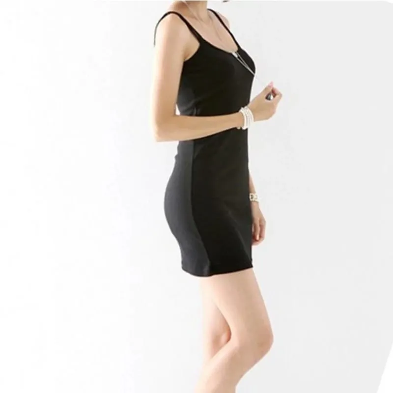 Sexy espaguete cinta camisola mini vestido feminino bodycon clube sólido algodão vestidos de festa verão novo vestido de verão cor pura платье