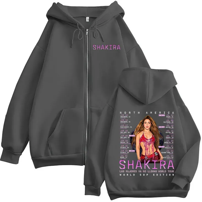 Shakira Las Mujeres Ya No Lloran World Tour Zipper Hoodies Men Women Fashion Oversized Long Sleeve Zip Up Sweatshirts Jackets — image 5