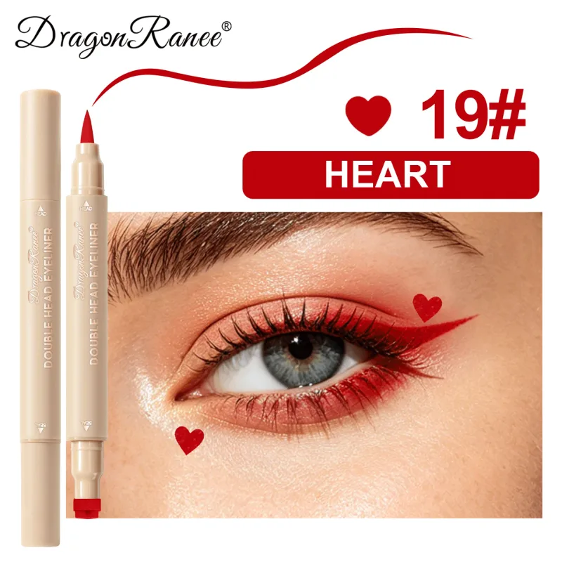 Double-ended Love Star Butterfly Liquid Eyeliner Waterproof Smudge-Proof Quick Drying 2 in 1 Colorful Stamp Eye Line Pen Makeup