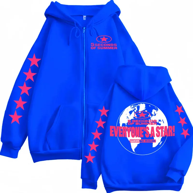 5 Seconds of Summer Everyone's A Star World Tour Zip Up Hoodies Men Women Harajuku Hip Hop Gothic Jacket Sweatshirt Hoodie Coats — image 19