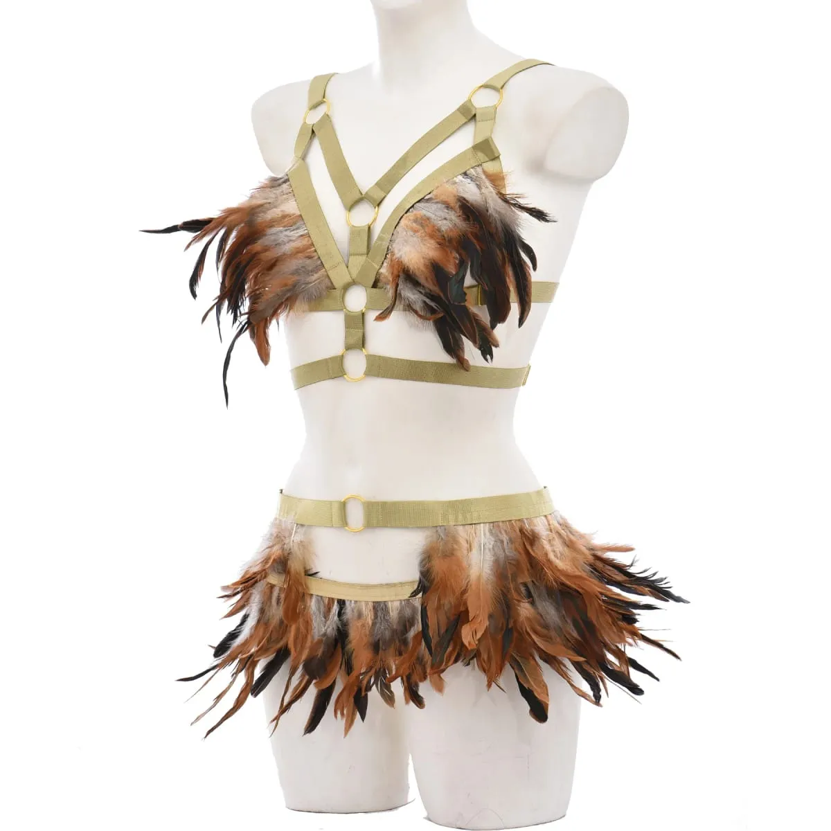 Gótico elástico corpo arnês gaiola sutiã oco ajustar lingerie sexy conjunto punk halloween pena desempenho roupas bondage arnês — image 3