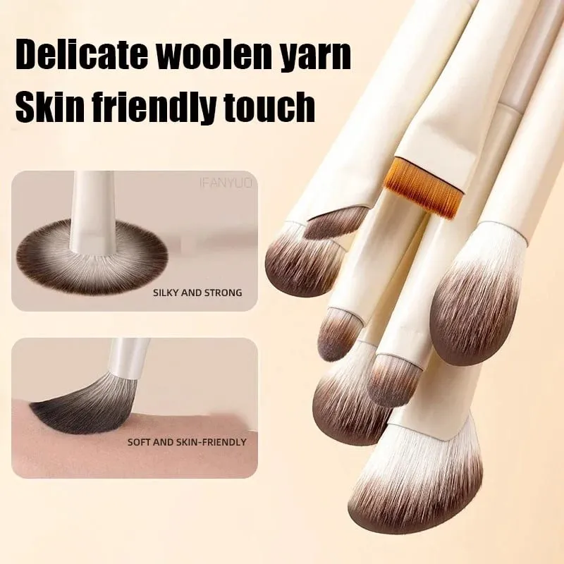 5/6/8/10 pièces Pinceaux De Maquillage Pour Les Yeux Naturels Ensemble Détail Fard À Paupières Brosse Pinceau De Maquillage Blanc Ultra Doux Fard À Paupières Eyeliner Outil De Maquillage — image 5