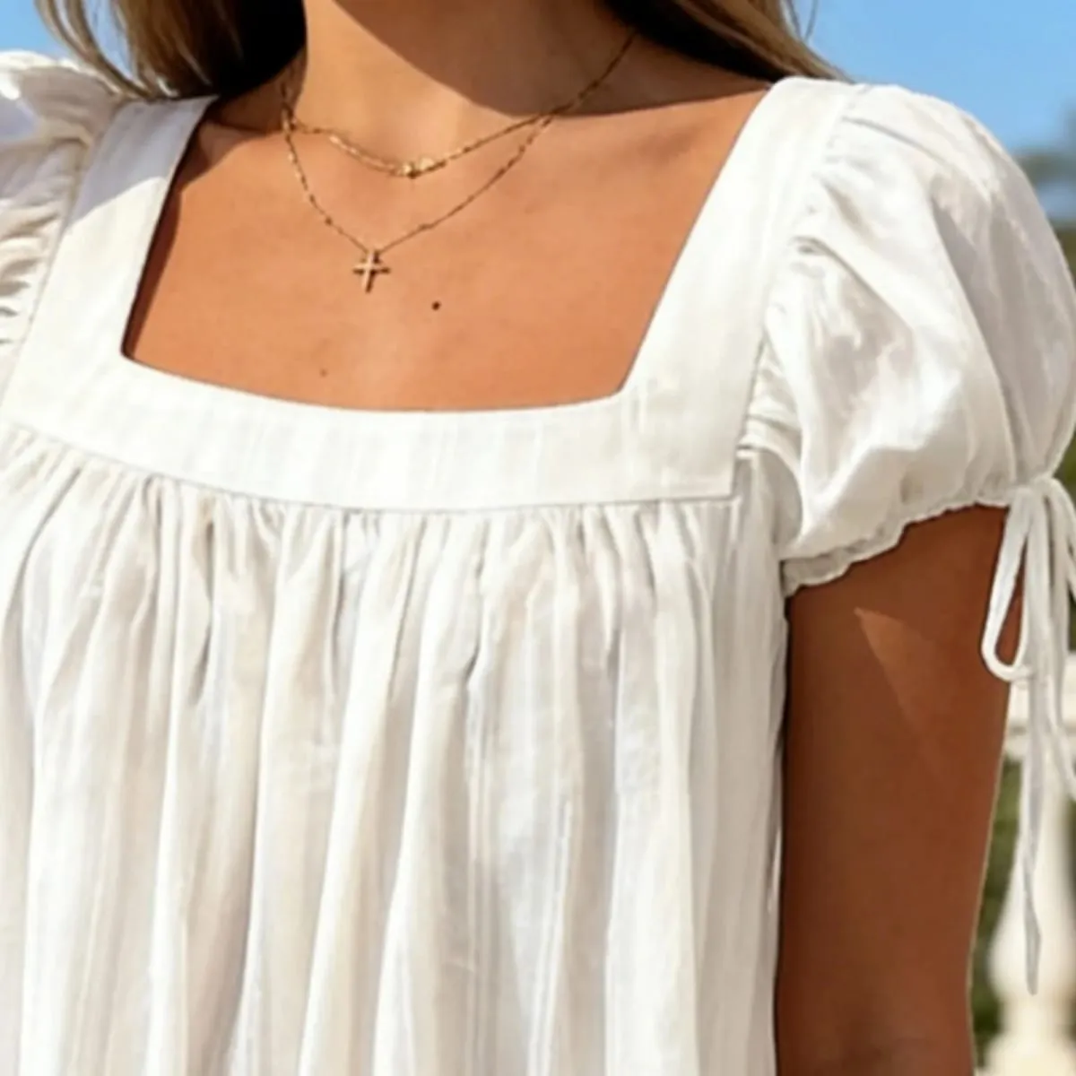 Lamuusaa y2k coquete vestido de verão feminino pescoço quadrado manga curta a linha mini vestidos com babados para compras diárias viagens de escritório — image 2