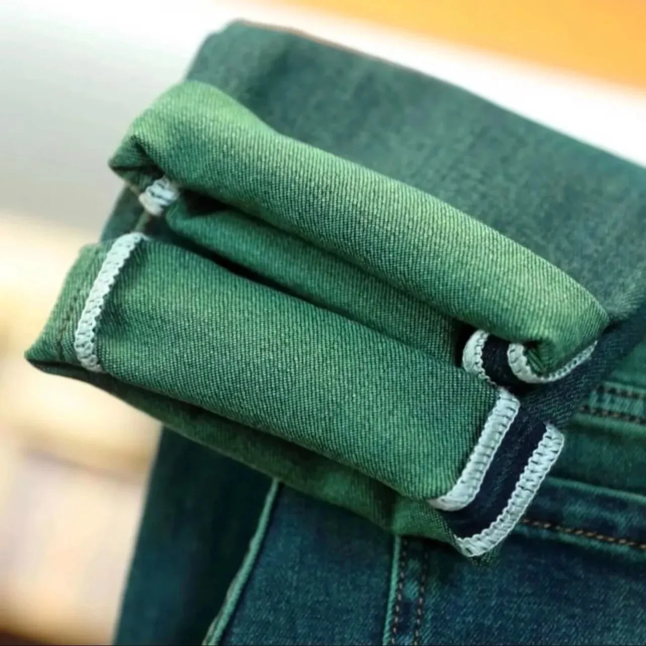 Men's Green Water Ghost Jeans Slim Fit Small Feet High Quality Gradient Color Daily Casual Youth Suitable for All Seasons — image 5