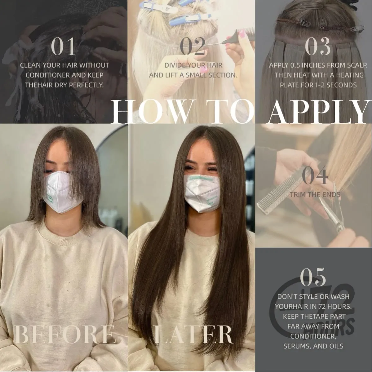 26Inch 10pcs Synthetic Tape In Straight Hair Extensions Seamless Invisible Adhesive Mixed Colord Tape In Hair Extensions For Eve — image 5
