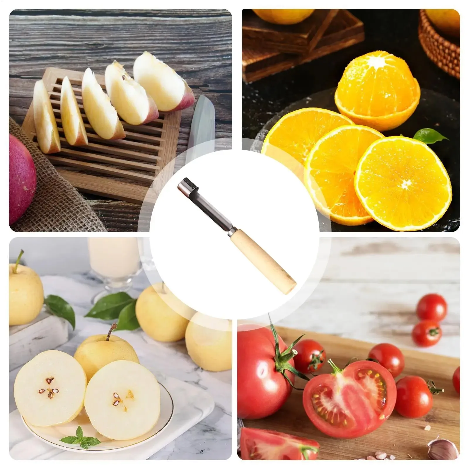 Stainless Steel Fruit Corer Multi-Function Pitter with Wood Handle Kitchen Fruit Slicing Cooking Juicing Canning Platters Tool — image 7