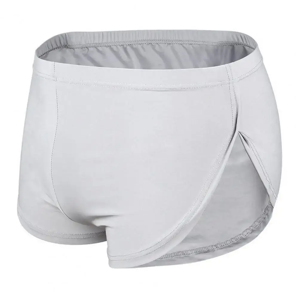 Männer Einfarbig Atmungsaktive Low-rise Shorts Höschen Elastische Taille Seite Split Eis Seide Lounge Shorts Unterhosen Nachtwäsche — image 4