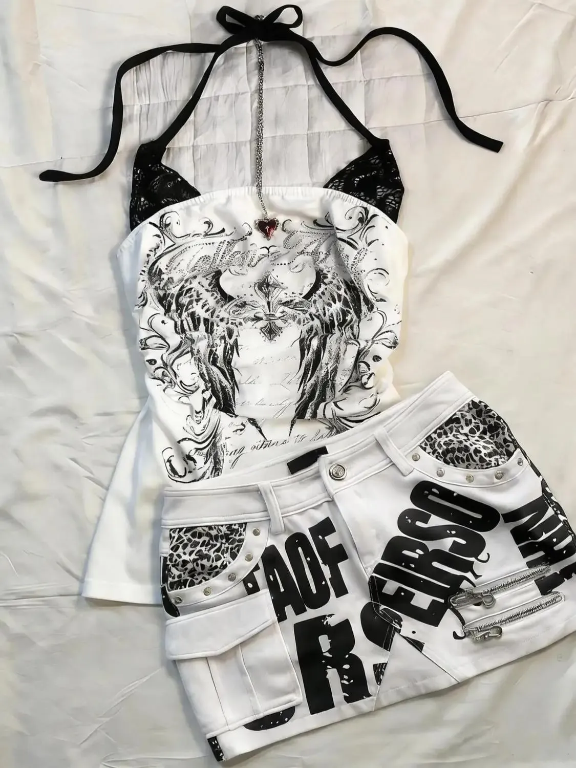 American Vintage Y2K Halter Crop Top Women Sleeveless Vest Punk Printed Casual Subculture Summer Slim Street Tank Tops — image 4