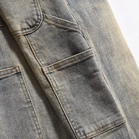 European American New Fashion Men's Solid Color Loose Straight Simple Basic Denim Trousers Mlae High Street Jeans Pants Clothes — image 9