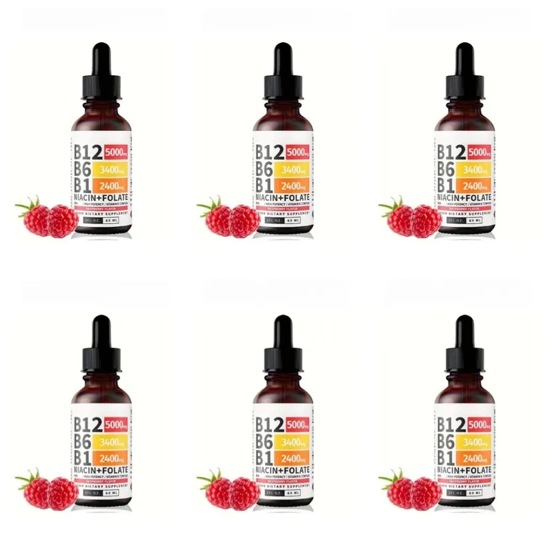 Bitamina B12 Liquid Drops 60ml Raspberry Flavor na may Vitamin B6+B1 Etc Multivitamin Support Energy Recovery at Brain Heart Health — image 12