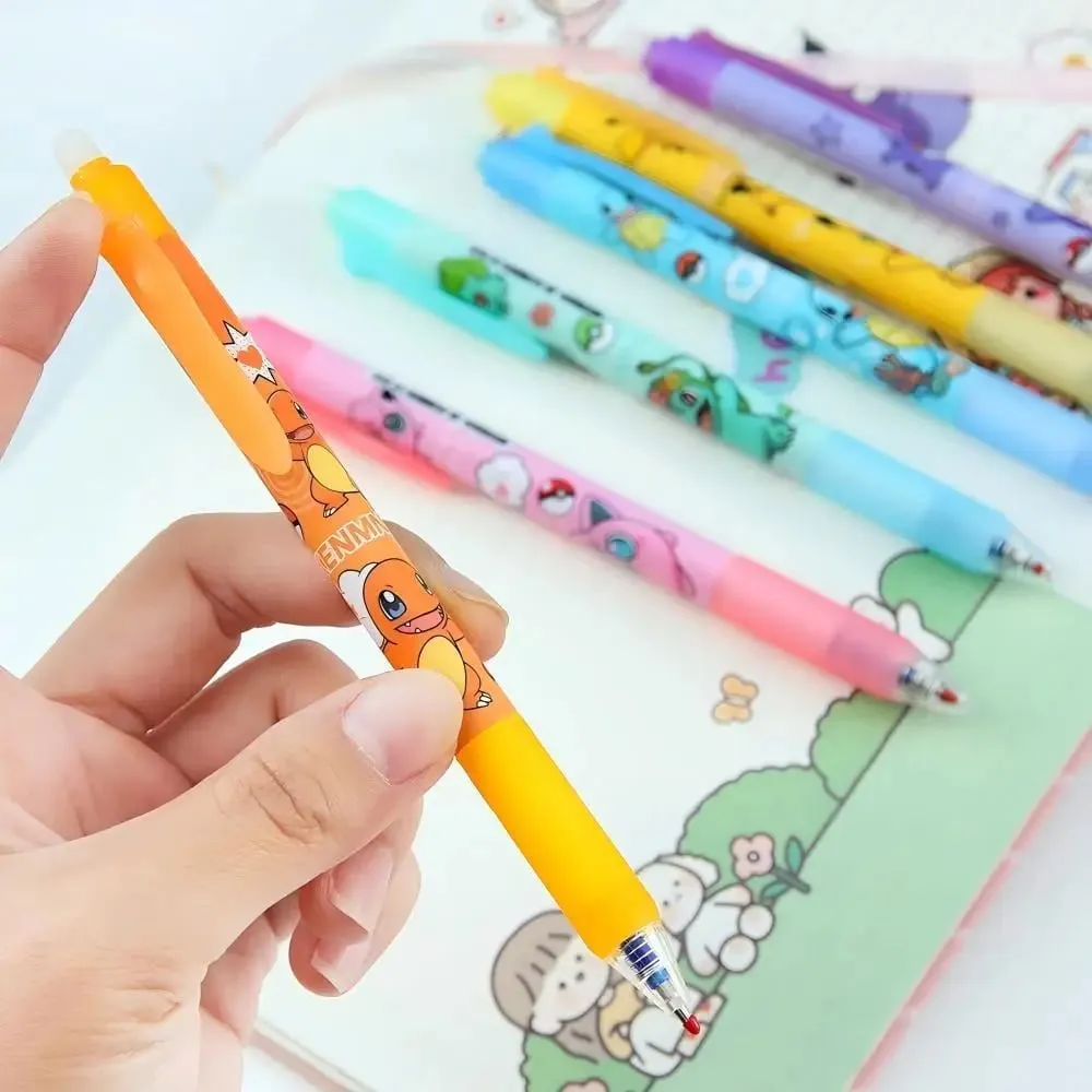 Random 6/12/24pcs Pokemon 0.5mm Blue Ink Erasable Neutral Pens Cute Student School Supplies Cartoon Stationery Rubbable Pen — image 5
