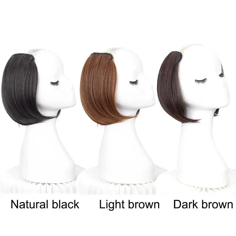 20/30cm sintético curto reto fivela interna em forma de v meia cabeça extensão do cabelo invisível peruca para mulher — image 4