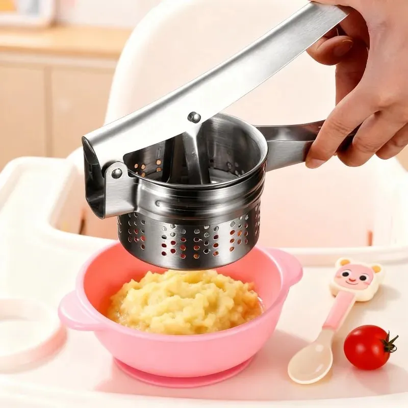Potato Masher Kitchen Gadget Food Grade Stainless Steel Crusher Fruit and Vegetable Juicer Ergonomic Comfort Handle — image 2