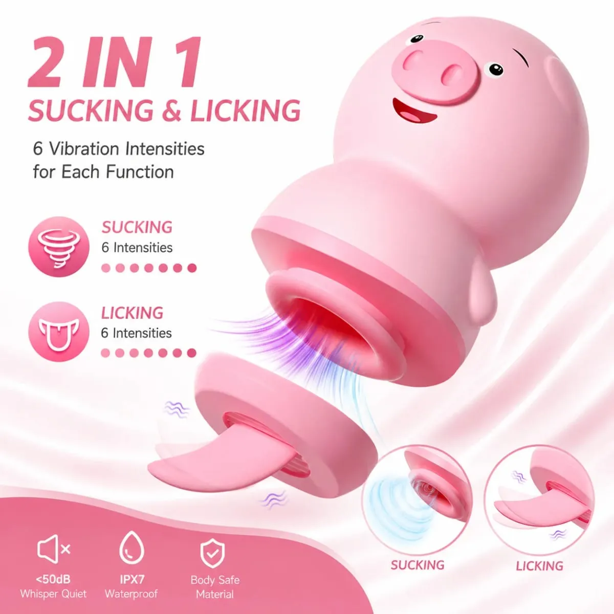 Piggy Style Clitoris Sucking Vibrator for Women Tongue Licking G Spot Massager Adult Pleasure Toy Vacuum Stimulator Sex Toy — image 2