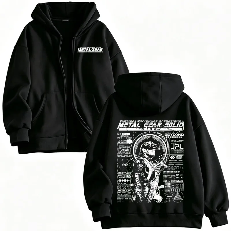 MSG1 Metal Gear Solid Snake Zipper Hoodies Men's Women Clothing Fashion Fleece Pullovers Zip Up Hooded Sweatshirts Jackets — image 1