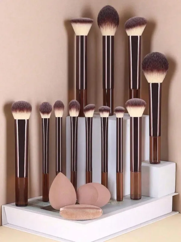 15Pcs Makeup Brushes Set Soft Face Eye Cosmetic Brushes With Beauty Sponge Powder Puff Complete Makeup Tool Kit — image 2