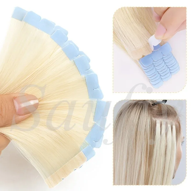 Mini fita loira balayge de 12 a 20 polegadas em extensões de cabelo humano, fita dupla face invisível sem costura em extensões de cabelo — image 2