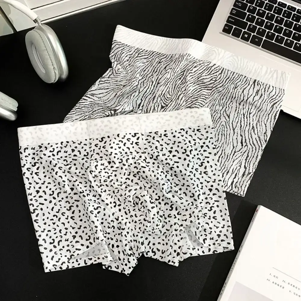 Celana Boxer Sutra Es Tipis Modis Celana Boxer Motif Macan Tutul Garis Tembus Pandang Celana Dalam Perasaan Dingin Mulus Sejuk Setiap Hari — image 7