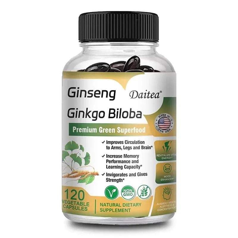 Premium Ginseng + Ginkgo - Nootropic Brain Supplement Memory & Concentration Circulation & Energy Boost 120 Capsules — image 8