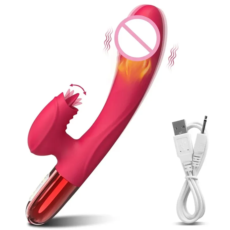 Sexleksaksvibrator för kvinnor Klitorisstimulator Kvinnlig onanist G Spot Dildo med tungslickande Vuxna Varor 18+ — image 11