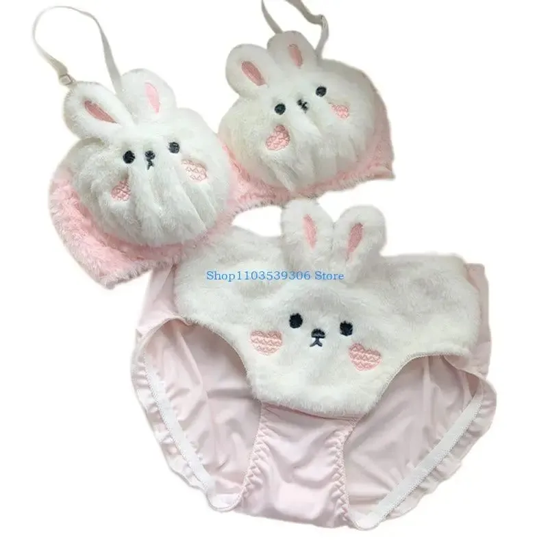 400A Women's Faux Furs Bra Top and Panty Set Cartoon Bear Underwear Set Soft Plush Lingerie Set Anime Cosplay Costumes Gifts — image 3