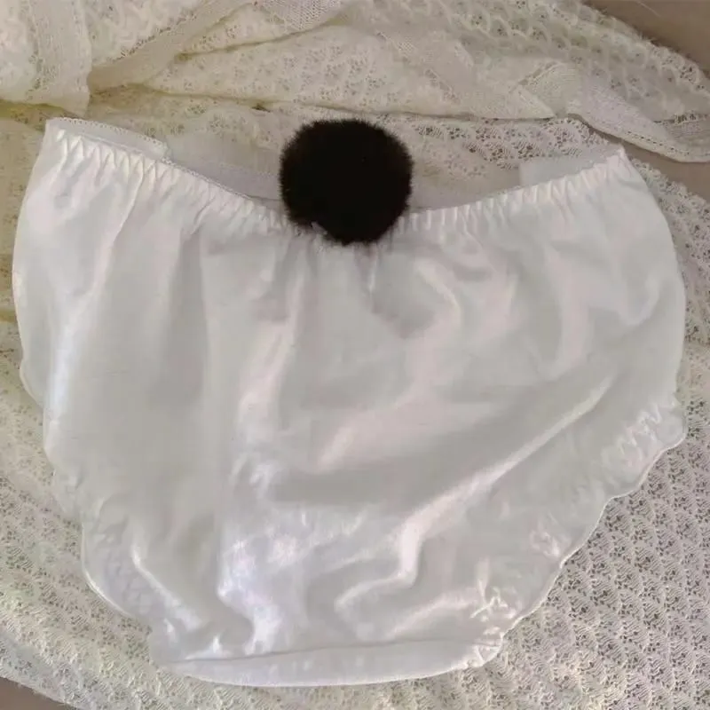 Women Wireless Furry Bra and Panty Set Japanese Cartoon Panda Plush Lingerie