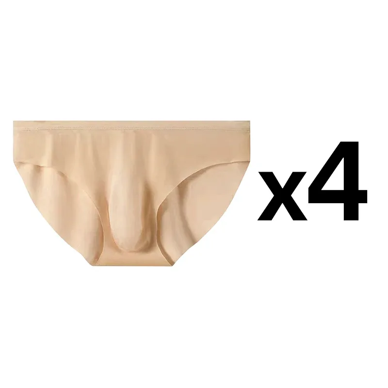 4pcs 남자의 얼음 실크 팬티 여름 투명 원활한 섹시한 빠른 건조 유행 통기성 속옷 초박형 팬티 — image 19