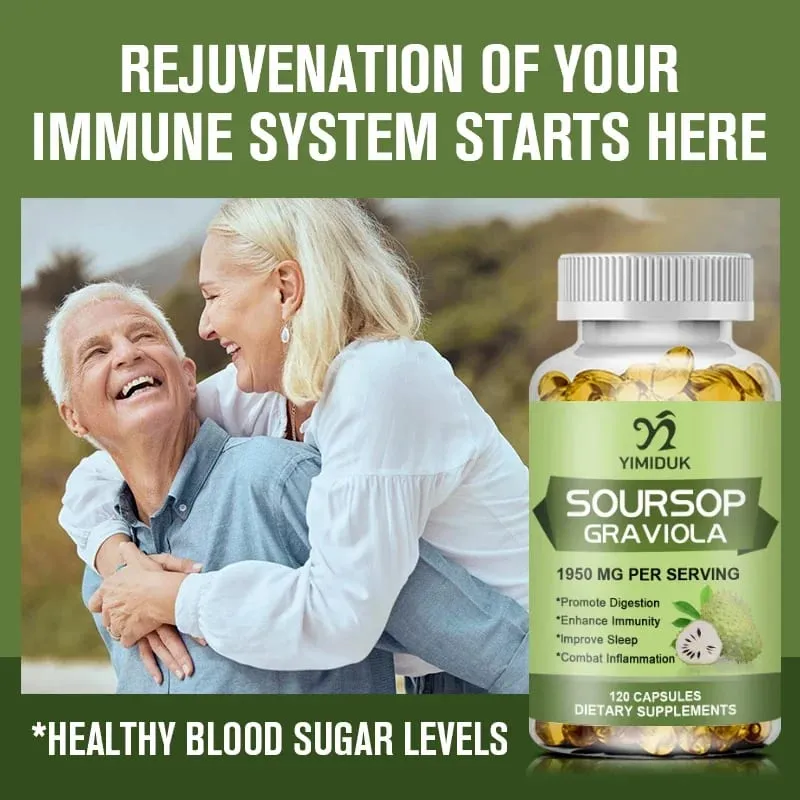 Sinusuportahan ng Soursop Graviola 1950mg Capsules ang Healthy Immune System Digestion Mas mahusay na pagtulog at Natural na Antioxidant Activity — image 3